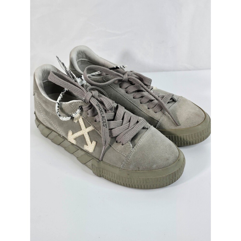 Authentic Off-White Low Vulcanized Suede Sneakers Grey/Beige Size 38 / US 7.5